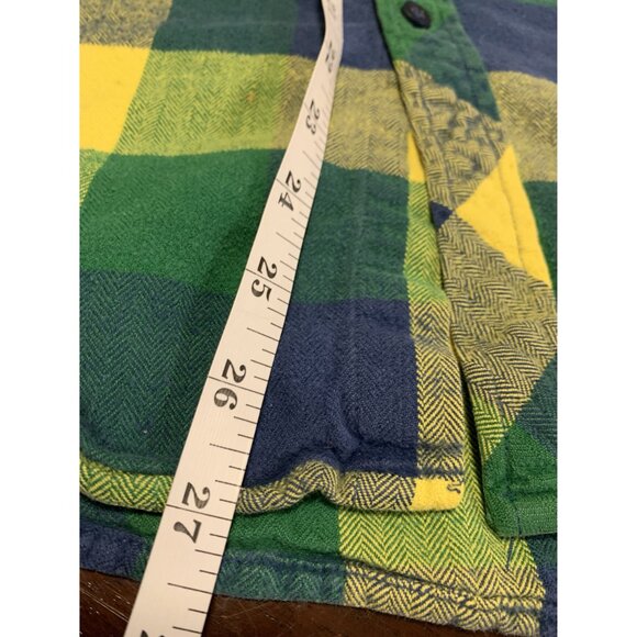 Fox Racing Green Yellow Plaid Flannel Button up Shirt Size M - Picture 4 of 5